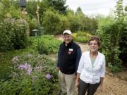 Meredith Hardin, right, and Brigg Franklin are two members of a dedicated volunteer force that maintains the Wildlife Botanical Gardens in Brush Prairie.