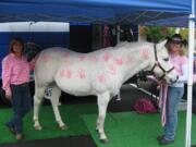 North Garrison Heights: Susie Castle, left, and Lisa Sturgeon, queen of the 40 Something Cowgirls Wrinkled Wranglers, with Pepa the pony during a fundraiser for the Susan G.