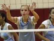 Hawai'i Pacific University freshman middle blocker Haley Doerfler (6) is a Prairie High School graduate.