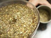 Ginger and Lime Green Rooibos tea steeps before being served at Gaia Java in Vancouver.