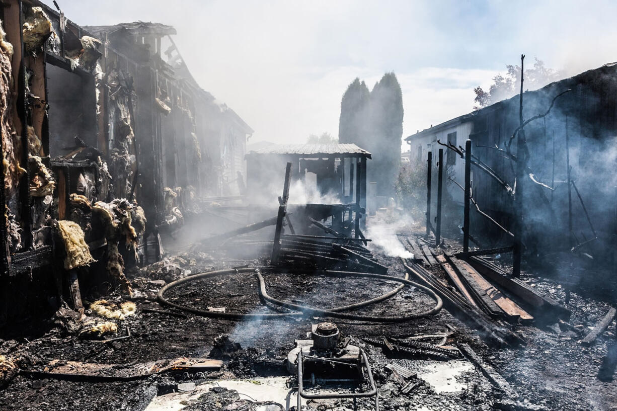 Fire destroyed two mobile homes at 6912 N.E. 131st Ave. on July 4.