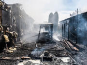 Fire destroyed two mobile homes at 6912 N.E. 131st Ave. on July 4.