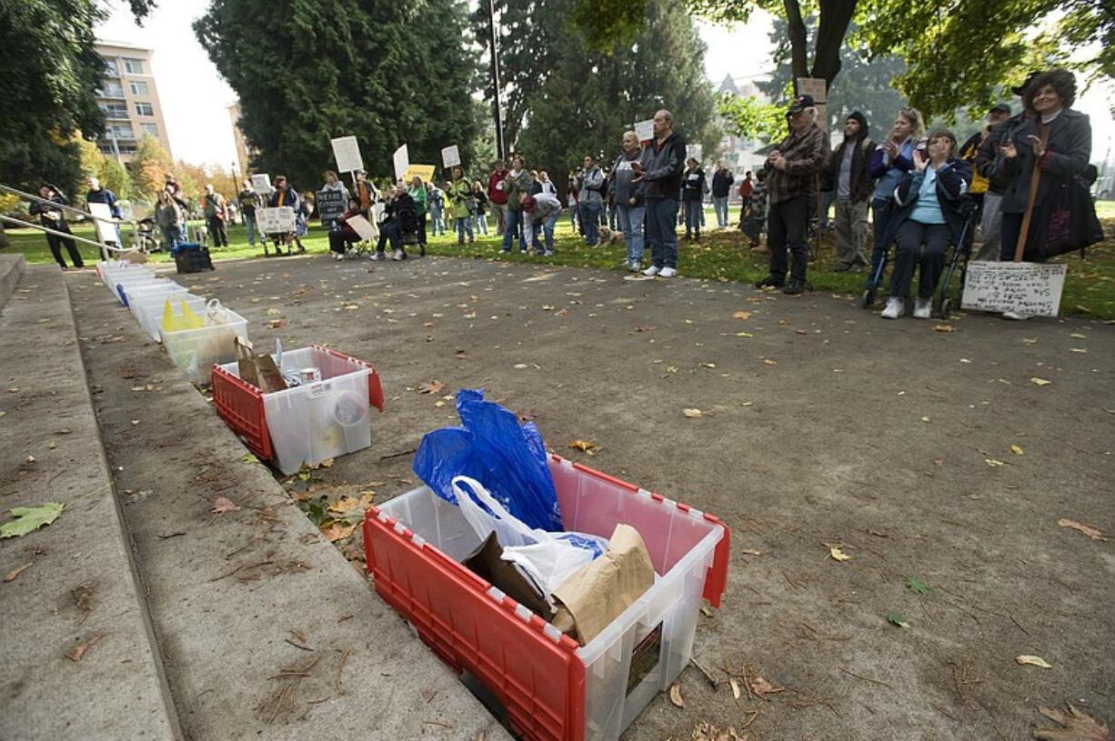 Saturday's Occupy Vancouver rally was much smaller than an earlier gathering, but carried a similar message against corporate greed.