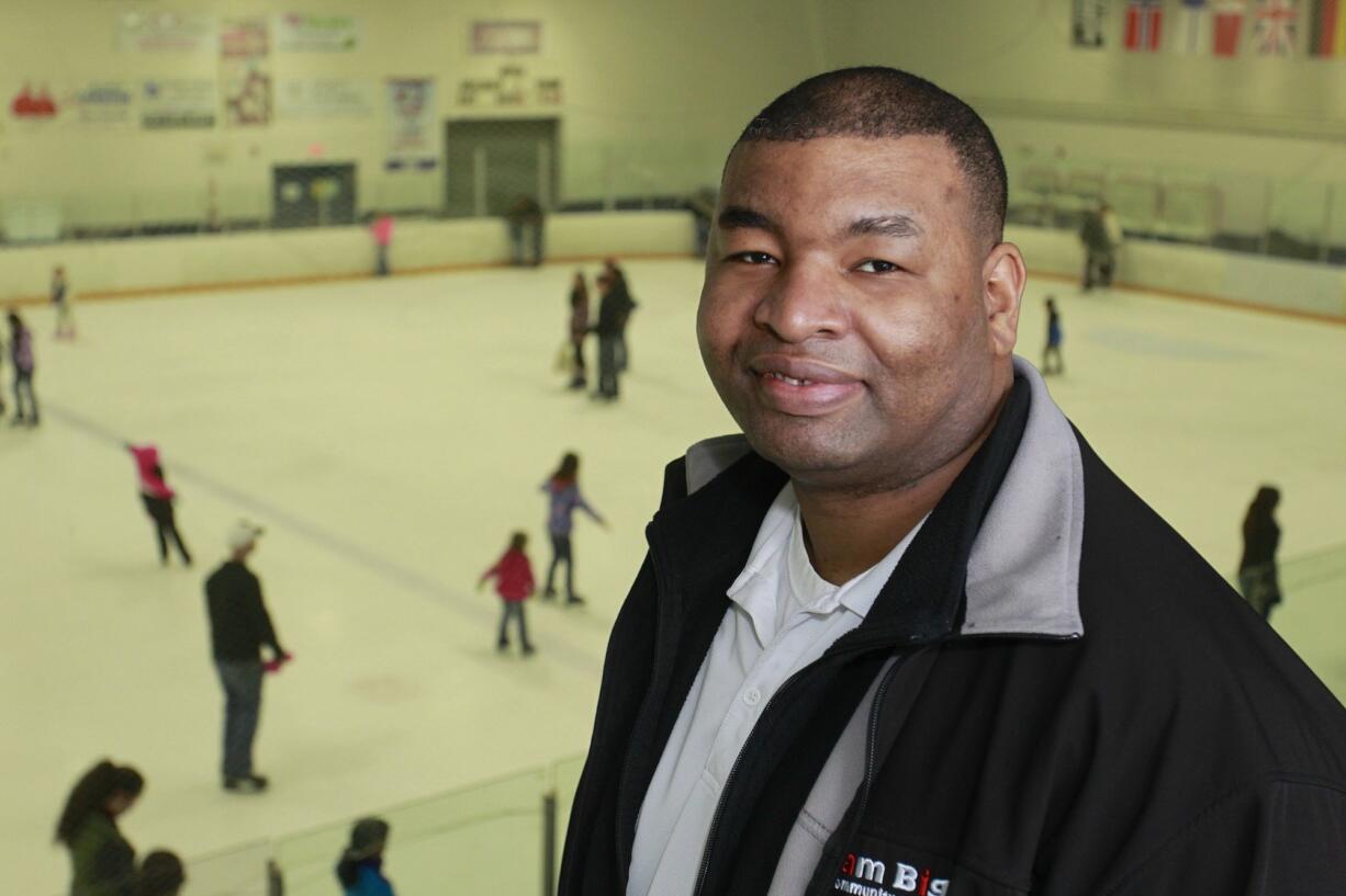 Nathan Webster, executive director of Dream Big Community Center, poses during a Family Fun Night at Mountain View Ice Arena.