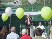 Jeff Hamm, executive director of C-Tran, speaks during a ceremony to launch construction of The Vine on Monday.