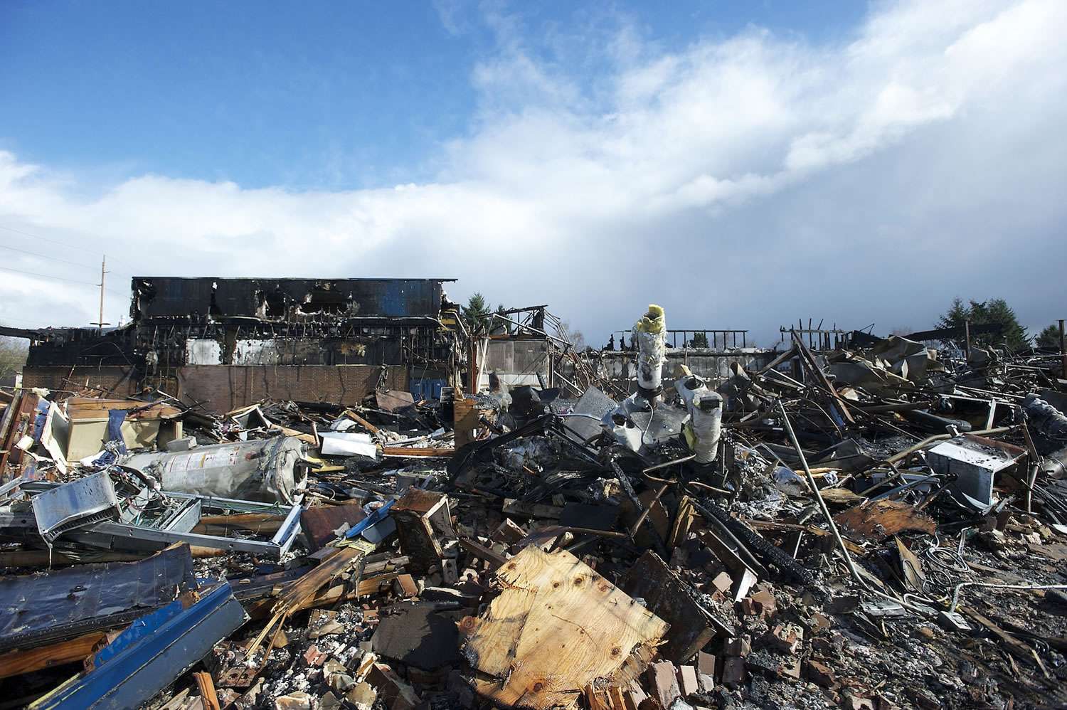 The burned out shell of Crestline Elementary School sits empty on Monday February 25, 2013.