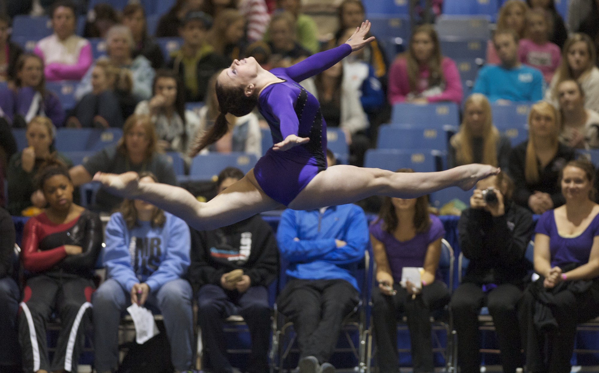 Heritage gymnast Britni Atwell wins the 4A floor excercise at the State Gymnastics Championships in Tacoma, Saturday, February 16, 2013.