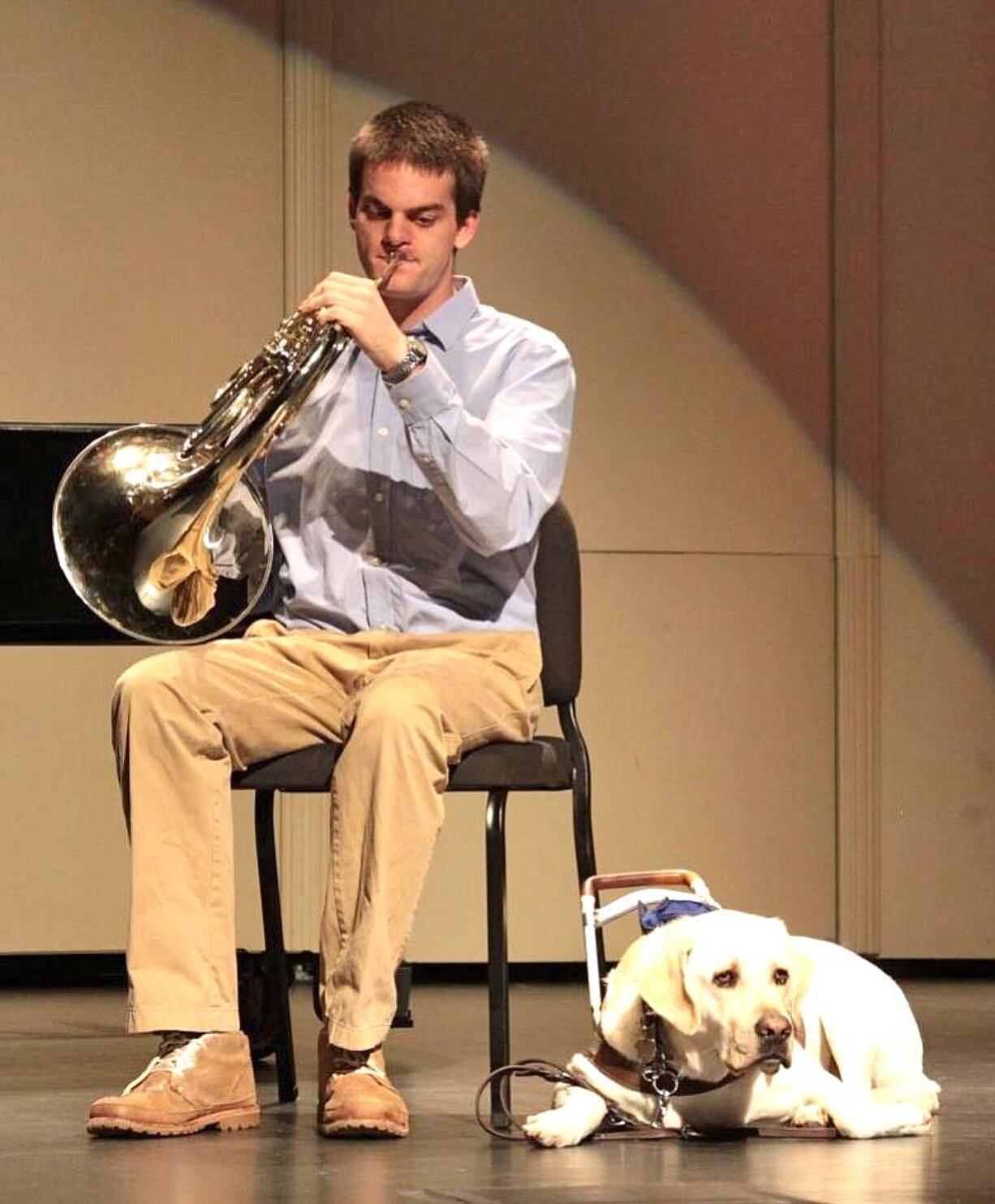 John Pastorius, who is graduating today from Vancouver's School of Piano Technology for the Blind, is an accomplished French horn player.