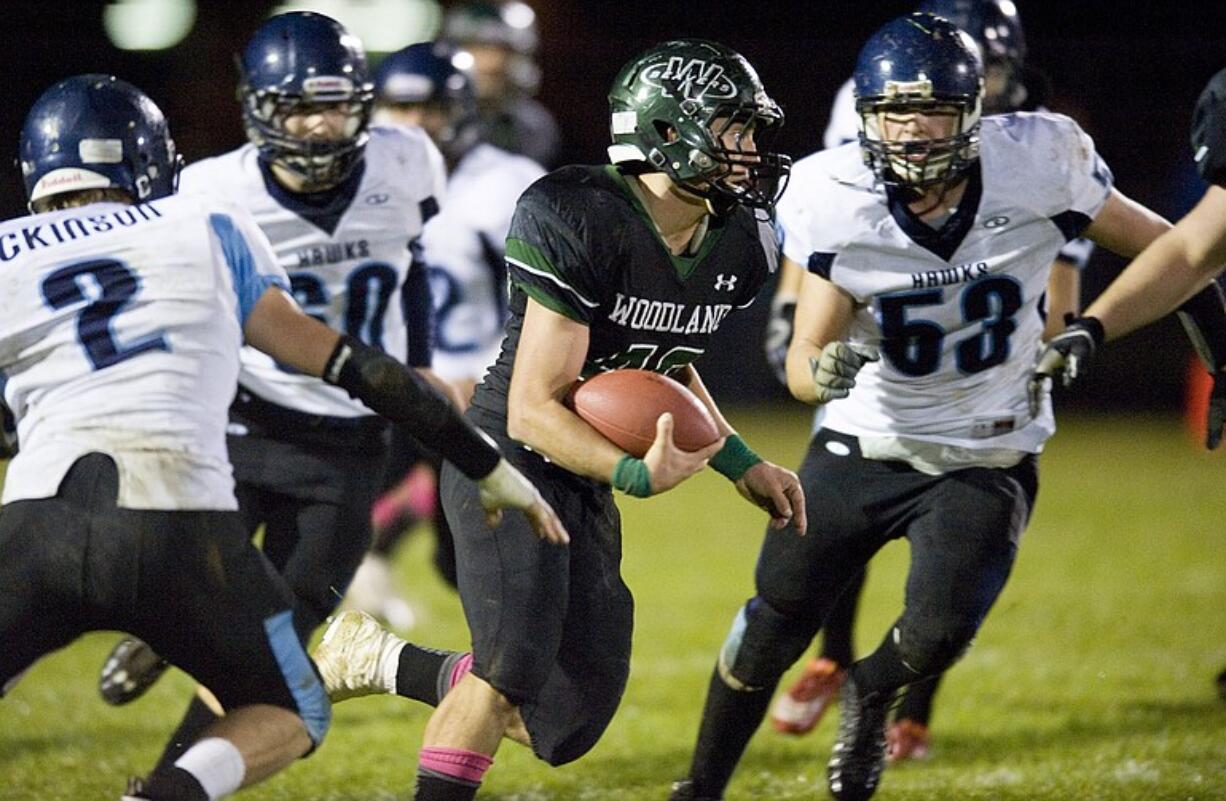 Woodland running back Cy Whitmire (40) against Hockinson in last week's action.