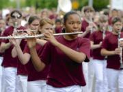 The Laurin Middle School band from Battle Ground marches in the annual Hazel Dell Parade of Bands on Saturday.