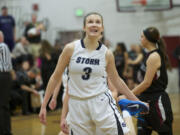 Skyview's Riley Friauf prepares to shoot the game winning free throw as Skyview beats Kentlake 54-53 at the Hardwood Classic Regional Round, Saturday, February 28, 2015.