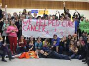 Hockinson: Sixth-graders at Hockinson Middle School celebrate after raising more than $4,000 in the Pennies for Patients Drive to benefit the Leukemia and Lymphoma Society.