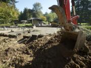 Photos by Steven Lane/The Columbian
The Washington State Department of Transportation is completely rebuilding the southbound Gee Creek Rest Area along Interstate 5 in Clark County. The facility, closed since Sept. 8, is expected to be open by Thanksgiving.