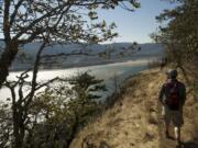 Hikers walk the Cape Horn Trail in the Columbia River Gorge, Sunday, October 7, 2012.