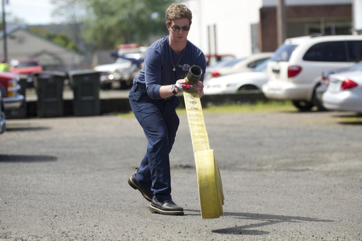 Jack Fletcher volunteers at the Woodland Fire Station on April 27.