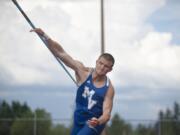 Mountain View senior Lexington Reese won the javelin at the Class 4A District meet with a throw of 193 feet, 11 inches on Monday at McKenzie Stadium.