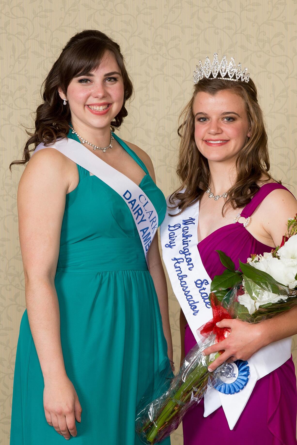 Clark County: Clark Countyu2019s Washington State Dairy Ambassador finalist Samantha Schmidt, left, stands with the stateu2019s newly chosen 2014-15 ambassador Janis DeJager from Whatcom County.