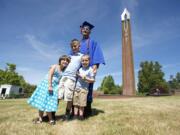 Alex Peraza, veteran, first-generation college student, single father and Cuban immigrant, overcame many barriers to cross the stage and collect his associate of arts degree during the Clark College commencement Thursday night.