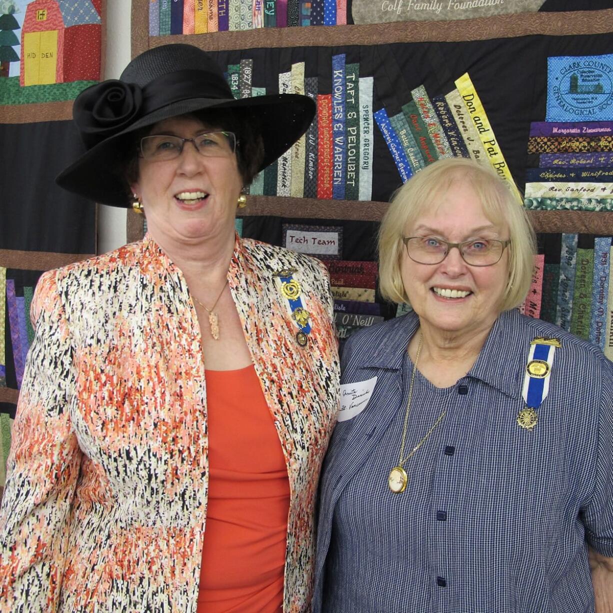 Hudson's Bay: Daughters of the American Revolution Washington State Regent Carol Jean Gaffney, left, and Anita Daniels, Fort Vancouver chapter regent, at the local chapter's third annual tea event on Aug.