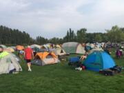 Fruit Valley: Some 250 bicyclists on the Ride Around Washington pitched tents Aug.