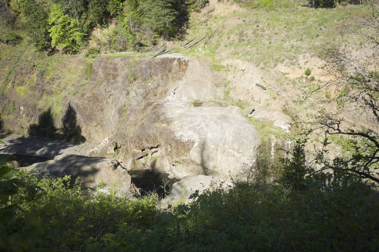 The former site of Condit Dam as it looks today from the opposite side of the White Salmon River.