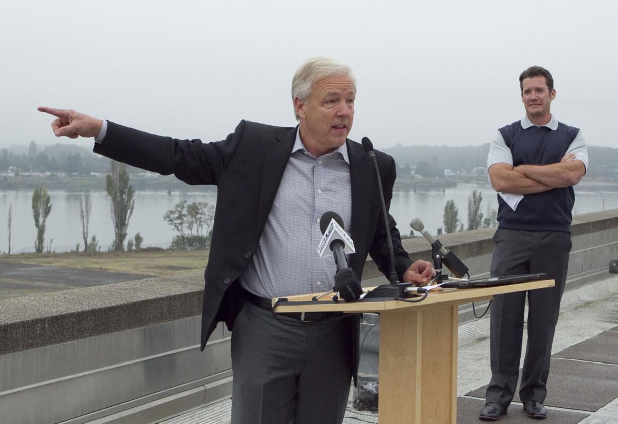 Developer Barry Cain on Thursday discusses a $1.3 billion waterfront development, predicting it will be &quot;the place where everyone in Clark County will go,&quot; during an event on the roof of Vancouver City Hall.