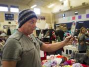 Ricky Allen of Kelso wears a crocheted hat made by Sheryl Shade.