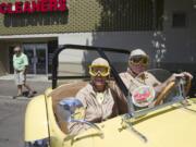 Bill and Mary Jane &quot;M.J.&quot; Peden from Hockinson arrive in their 1951 Allard K-2 at the 9th Annual Camas Car Show in downtown Camas on Saturday.