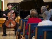 Richard Lu, then a 15-year-old sophomore at Skyview High School, plays Joseph Haydn's Cello Concerto in C major at last year's Vancouver Symphony Orchestra's Young Artists Competition at Trinity Lutheran Church in Vancouver. He is one of the finalists selected to compete again at this year's competition on Feb.