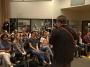 Shumway: Jason Deere of The Nashville Tribute Band performs at a workshop for Vancouver School of Arts and Academics.