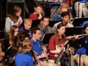 Central Vancouver: Before the Colorado Christian University Wind Ensemble and Jazz Band performed at King's Way Christian, the college students (blue shirts) hosted a workshop for King's Way students.