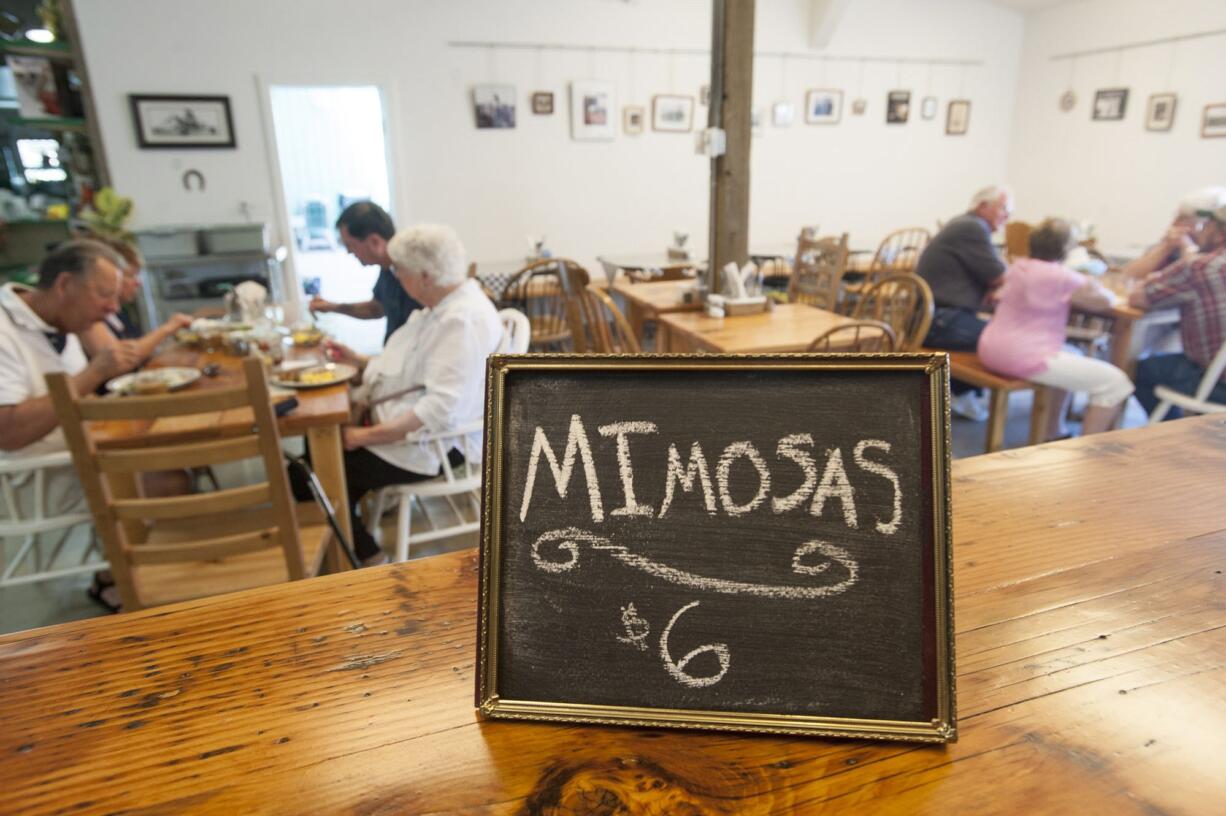 Diners eat Sunday brunch at the Farm Kitchen and Taproom at Joe's Place Farms in Vancouver.