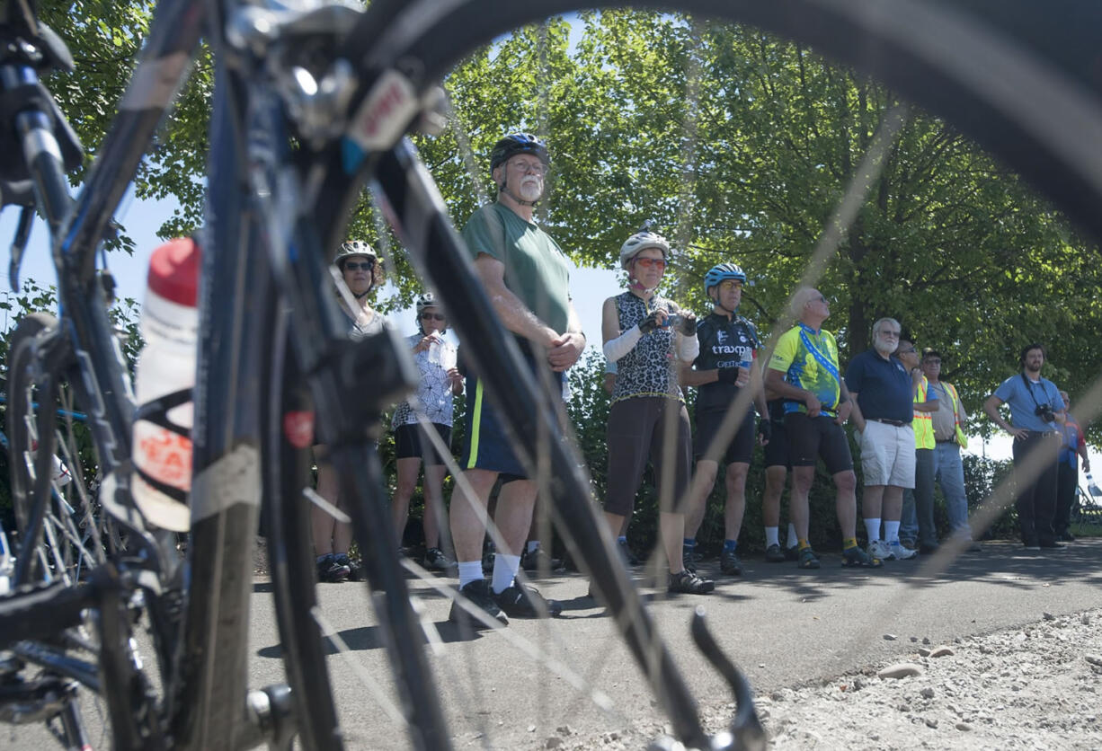 Spokes and spandex were well represented as the Port of Vancouver on Tuesday opened a new half-mile segment of pedestrian path between downtown Vancouver and its office on Lower River Road.