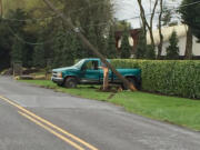 Tim Dawdy/Clark County Fire 
A pickup driver struck and severed a utility pole Wednesday while driving south of La Center.