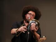 James Powers plays a trombone solo for the Clark College Jazz Ensemble at the college's annual jazz festival on Saturday.