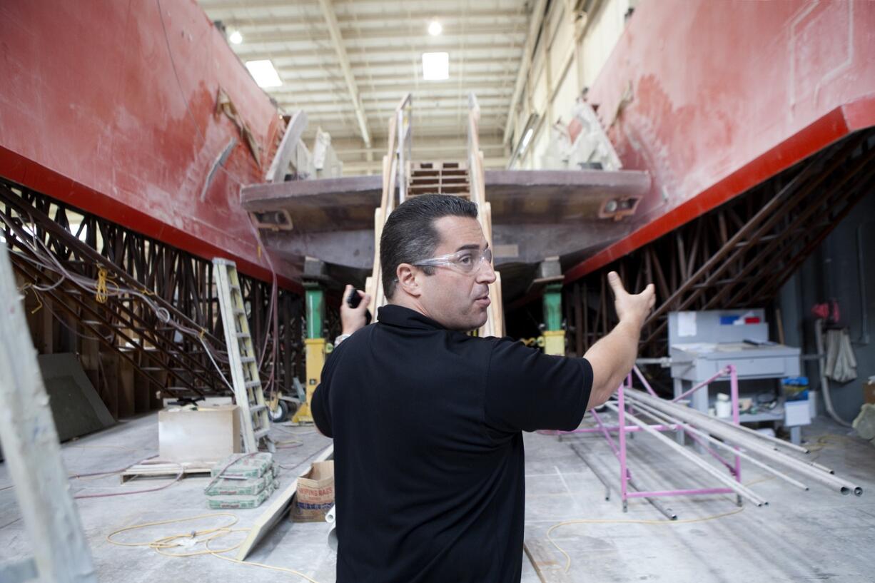 Joe Foggia, president of Christensen Shipyard in Vancouver, said an estimated 50 workers are on temporary layoff and that &quot;we are striving to bring them back as work allows.&quot;