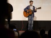 Daniel Seavey, 15, performs for a crowd at Union High School after they learned he would continue onto the next round of American Idol auditions in Hollywood, Calif.