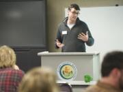 Eric Lambert leads an agricultural entrepreneurship class Wednesday at the Clark County Public Works Operations Center.