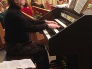 Christopher Schindler plays the new Johannus organ at the First Congregational United Church of Christ.