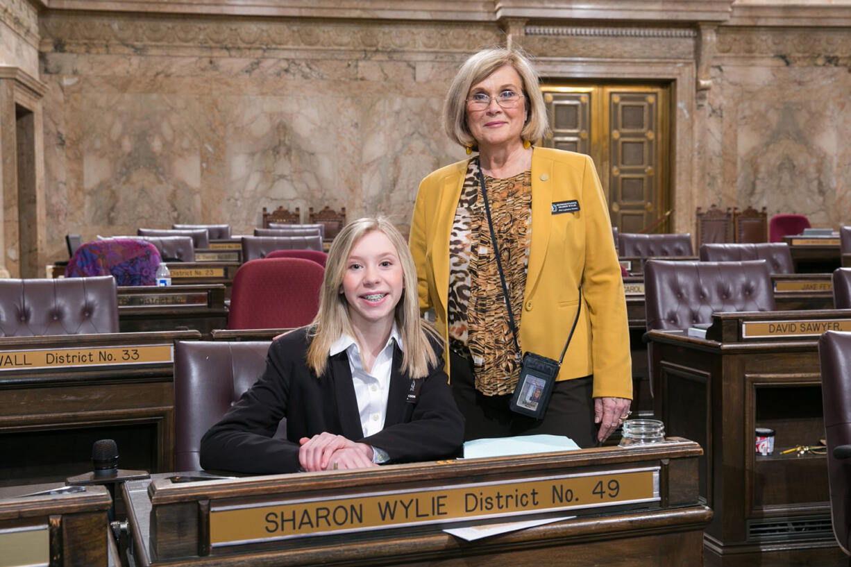 Kastine Cook, left, with Washington Rep.