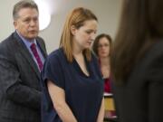 Evergreen High School drama teacher Stephanie McCrea (right) makes a first appearance in Clark County Superior Court on suspicion of four counts of child rape.