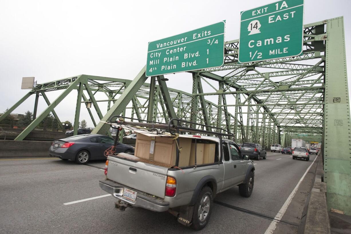 Interstate 5 traffic heads into Clark County from Portland on Monday during the afternoon commute.