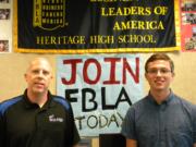 Bob Berrigan, Heritage High School business teacher and Southwest Region Adviser of Washington Future Business Leaders, and Christopher Kites, who placed second in the national help desk competition earlier this year.