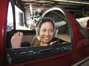 Jessica Cox, recognized by Guinness World Records as the first armless pilot in aviation history, spoke Saturday at the Pearson Field Education Center.