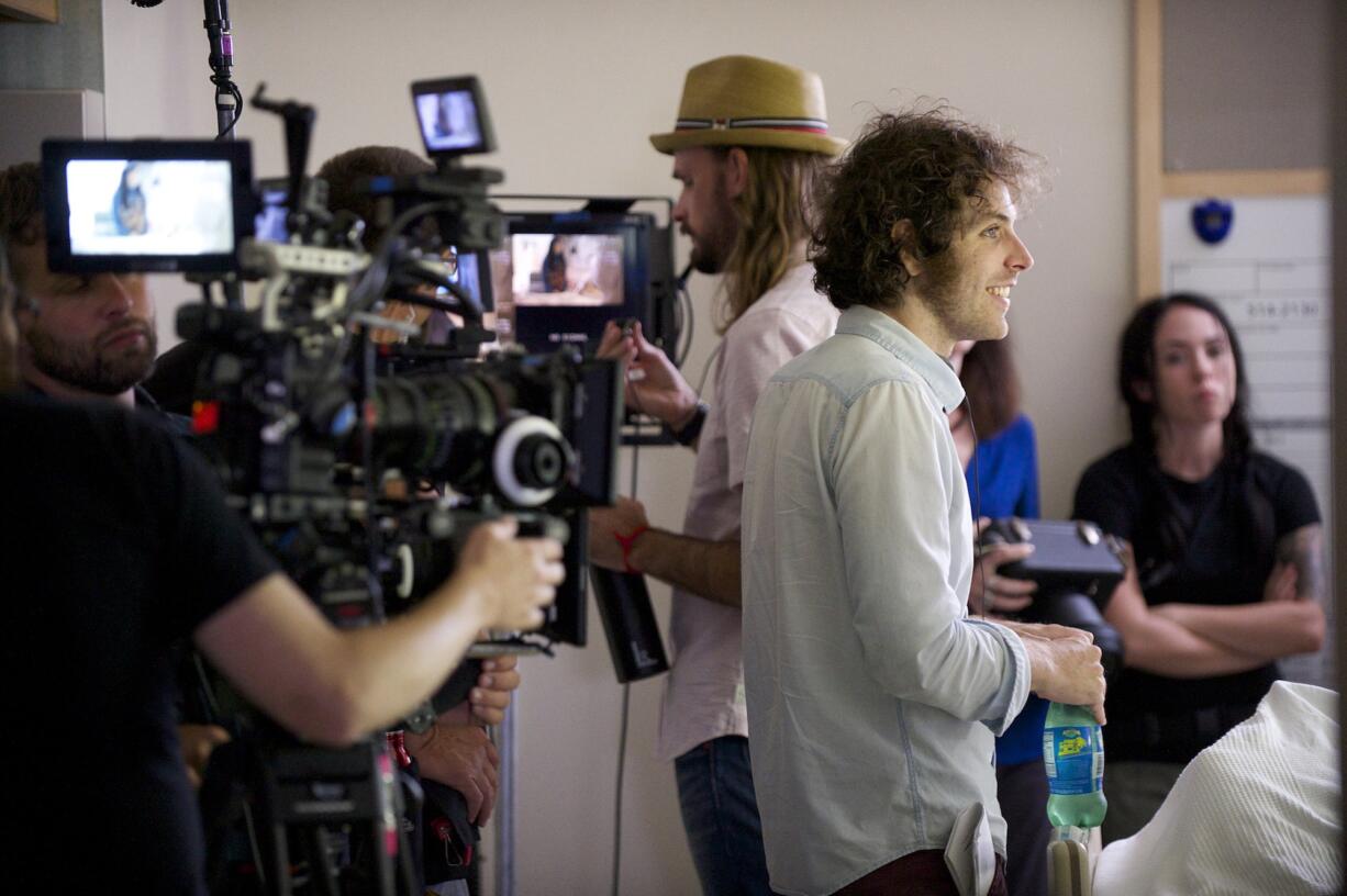 A &quot;Portlandia&quot; crew, including director Jonathan Krisel, right, filmed Tuesday in an otherwise empty wing of PeaceHealth Southwest Medical Center in Vancouver.