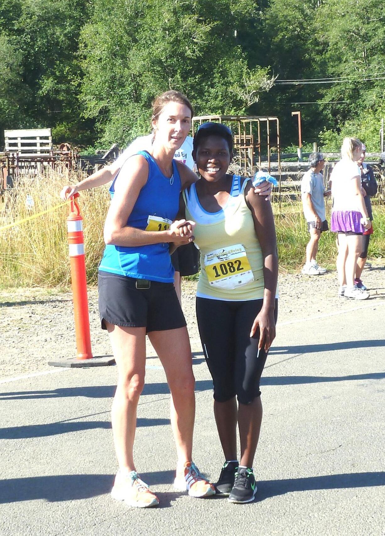 Liana Gulzow and her Hood-to-Coast pal Noella from Uganda.