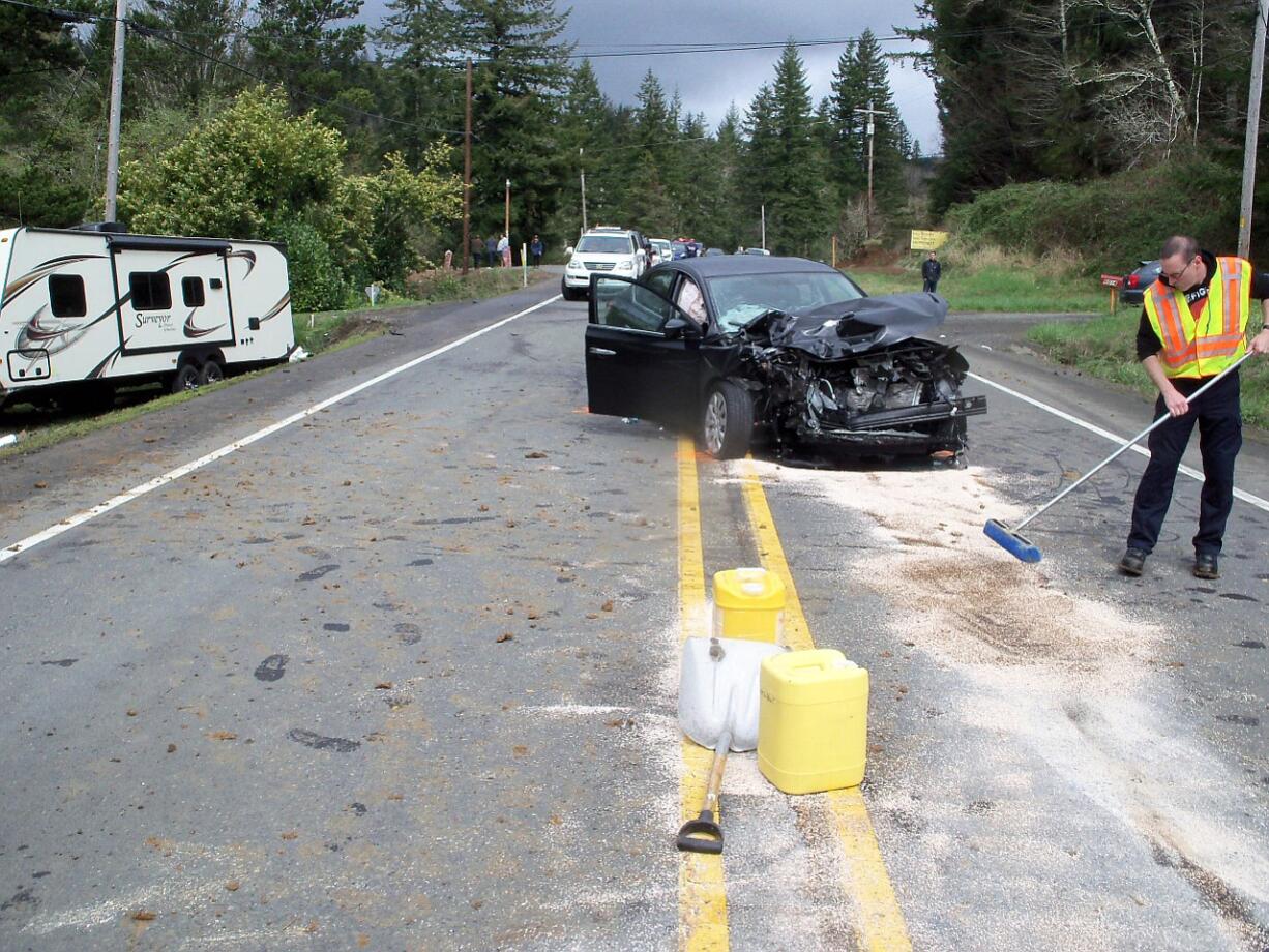 Courtesy of Oregon State Police
A Vancouver woman was serious injured Wednesday afternoon in a vehicle crash near the Oregon coast.