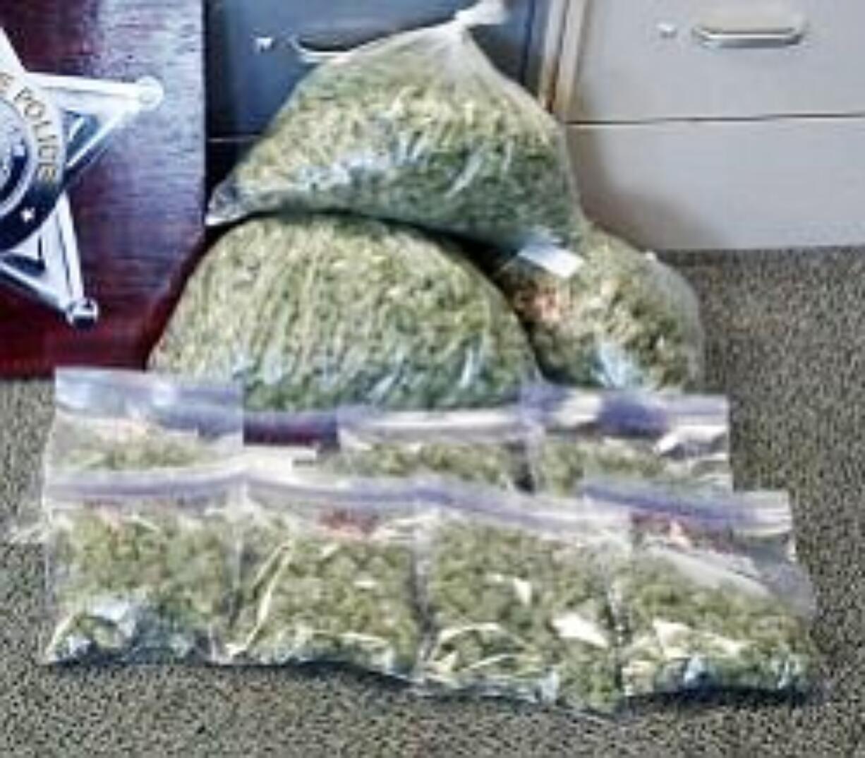 Oregon troopers said they seized about 10 pounds of marijuana worth $25,000 in a traffic stop Wednesday morning.