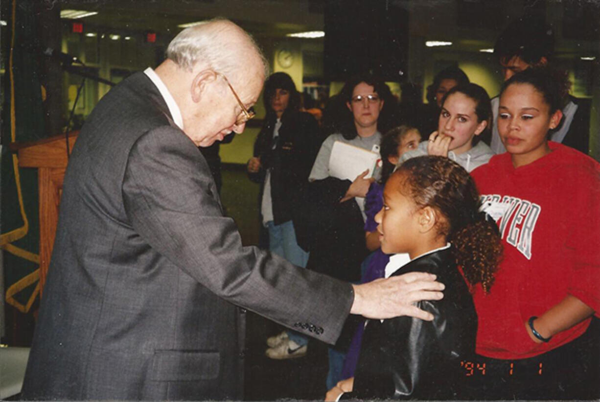 Kiahna Elliott meeting Eugene Lang, founder of the national I Have a Dream program,  when she was in the second grade. Kiahna Elliott meeting Eugene Lang, founder of the national I Have a Dream program,  when she was in the second grade.   Kiahna Elliott at her University of Washington graduation this spring.