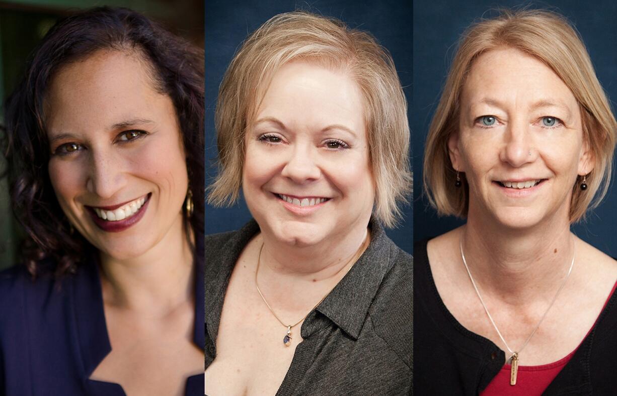 The honorees of Clark Colleges 2015 Iris Awards are, from left, Lisa Schauer, a senior vice president for business development at MacKay Sposito; Victoria Bradford, owner of the award-winning interior design business Comfort Interiors; and Lori Pulliam, who has taught at the Washington State School for the Blind for 32 years.